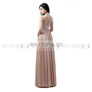Elegant A Line Satin Chiffon Pearls Evening Dresses Long Evening Dress AJ029 photo-3