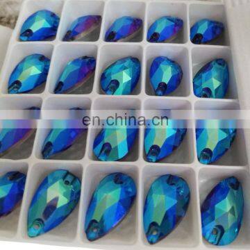 DZ-3065 AB Effect Color Flat Back Drop Crystal Sew on Stones for Clothes photo-2