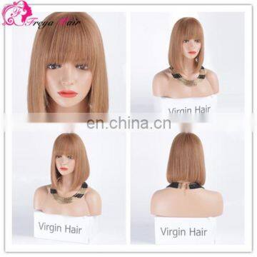 2017 Freya hair hot sale brazilian remy hair brown colour short bobo front lace wig