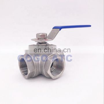 High quality stainless steel switch ball valve big 1-1/4 " inch BSP female DN32 SS304 L type T flow 3 way water ball valve