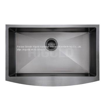 957023 HIGOLD PVD Black Nano SUS 304 Stainless Steel Handmade Sink Apron Sink Farmhouse Sink 1.2mm