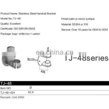 Modern 304 Stainless Steel Handrail Post Round Tube Bracket on Wall Mounted Flange Base Support photo-5
