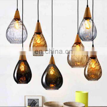 Modern Dining Room Clear Globe glass shade wood holder Specification Ceiling Light