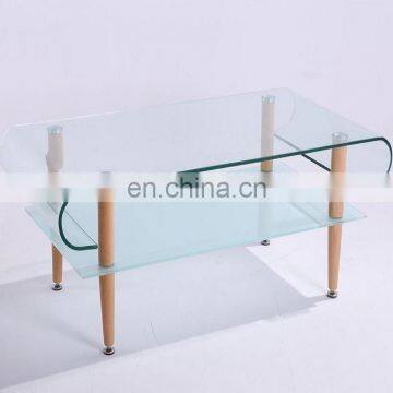 curved/bent modern type tempered glass coffee table