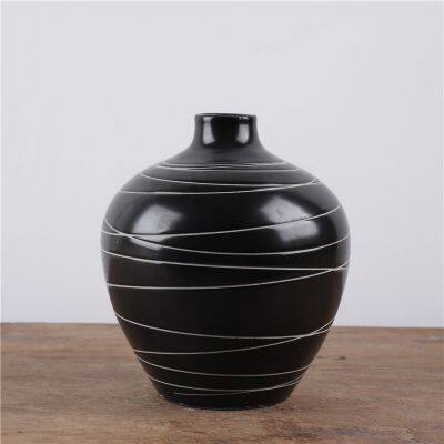 Matte Glaze Large White Stripe Sculpture Jingdezhen Ceramic Vase Decoration For Grow Fresh Flowers photo-2