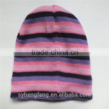 Wholesale stripe lady knitted hat