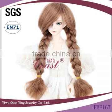 new fashion design long auburn braid curly doll wig