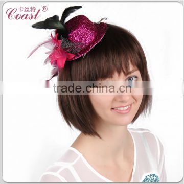 fashion cheap hair clip mini top hats with flower for girls