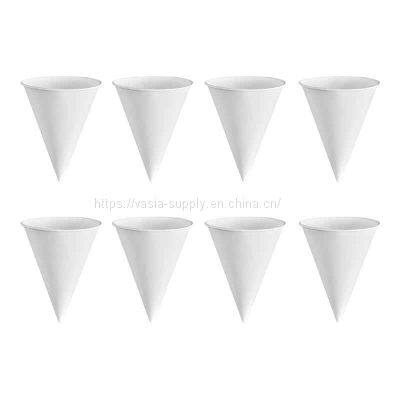 4 oz white paper cones compostable paper cups for water eco friendly cone shaped rolled rim paper water cooler