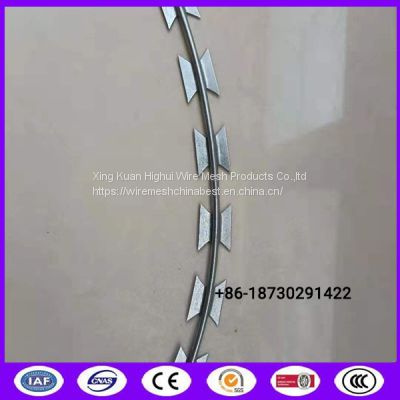 Galvanized Concertina BTO 22 Razor Wire With Ribbon Wire Blade