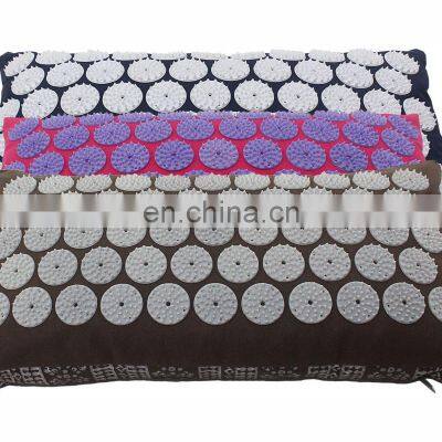 Fixed without glue ABS Plastic round Spike acupressure mat and pillow set