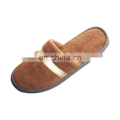 Custom printed logo cheap bedroom eco friendly disposable hotel home winter warm cotton slippers