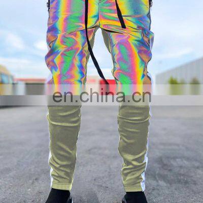 New Colorful Reflective Trousers Europe and the United States Casual Plus Size Hip-hop Trousers Colorful Reflective Pants