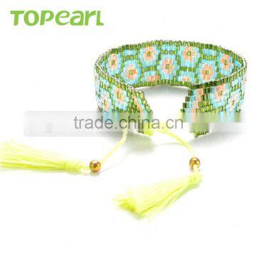 Wholesale Beaded Tassel Green Cotton Tassel Bracelets for Women CLL151 photo-2
