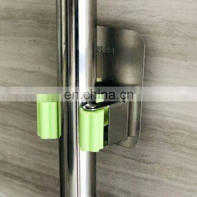 Mop Broom Holder Organizer, Self Adhesive Wall Mounted Broom Grippers, Reusable No Drilling Super Anti-Slip Storage Rack