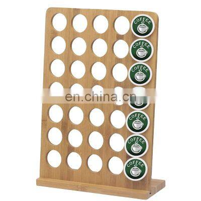 Bamboo Coffee K-cups Pods Holder Coffee Display Rack 35 Pod Storage,Coffee Capsules Pod Storage Organizer Rack