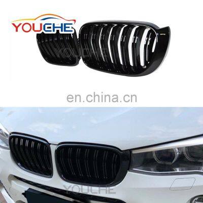 ABS dual slat front grille for BMW X3 X4 F25 F26 2014-2017 2 pcs/pair front kidney mesh hood