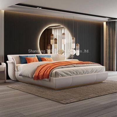 UMIKK Manufacturer Wholesale King Size Most Modern Top Grain Leather Bed