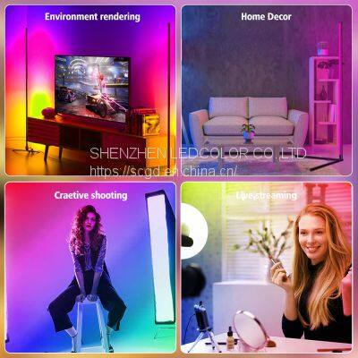 Modern Vertical Color Changing Multicolored RGB Light Standing Led Floor Lamp Smart Wifi Alexa Tuya Decoration Corner Lamp photo-5