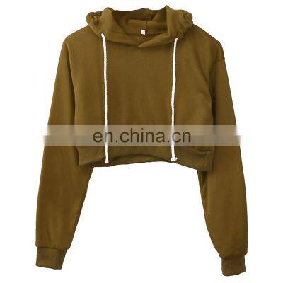 Olive crop top hoodie custom crop top wholesale hoodies