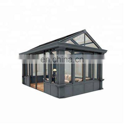 Prefabricated thermal break aluminum alloy insulated sunrooms with frames and glass panels