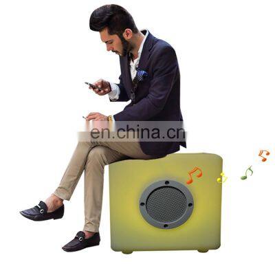 cube chair led sound speaker wireless factory Waterproof rechargeable cordless Portable plastic music speaker with led lighting