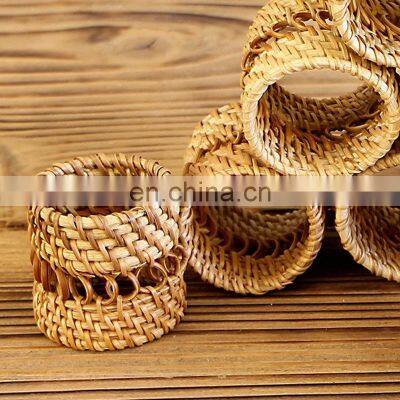 New Design Rattan Napkin Ring Wicker Woven High Quality Tableware Set Napkin Holder Rings Wovenmade in Vietnam photo-3
