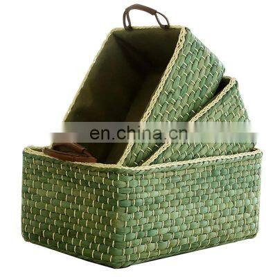 Beautiful Water Hyacinth Storage Basket Handmade Desktop Basket Set Of 3 Vietnam Supplier