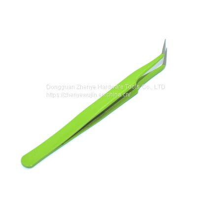 Children's Stainless Steel Small Tweezers Special Clip for Ledger Sticker Pointed Pinch Elbow Straight Niezi Pointed Hand Diy Material Grass GreenStraight Head photo-2