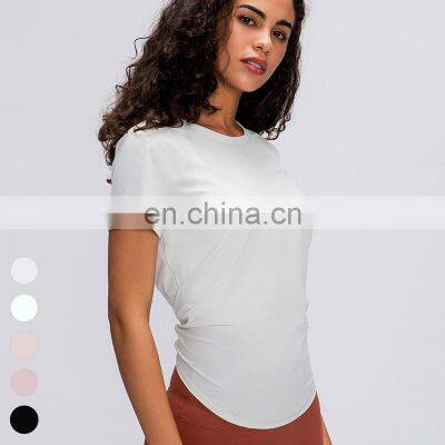 Ready To Ship RTS 1 Pcs Wholesale Women Tie Up Yoga Tank Top T-Shirt Custom Logo Sportswear Sports Wear For Fitness Gym Sport photo-3