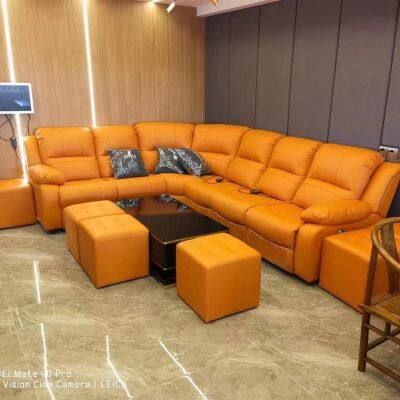 High-end Home Theater Sofa Leather Audio-visual Room KTV Electric Multi-functional U-shaped Corner Sofa Combination photo-3