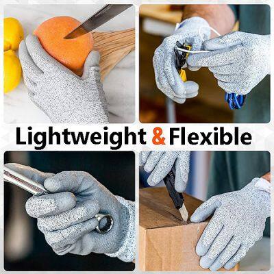 Cut Level 5 Gloves Explained ANSI A5 13G HPPE Liner PU Coated Kevlar Glass Proof Gloves Wood Chopping Gloves