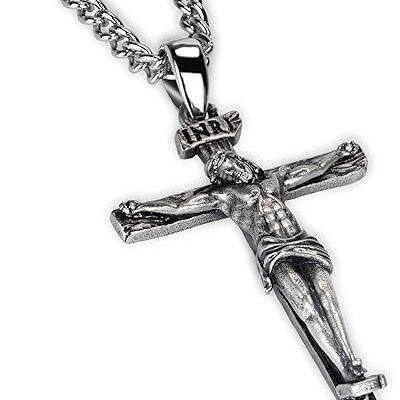 925 Sterling Silver Crucifix Necklace, Jesus Cross Necklace
