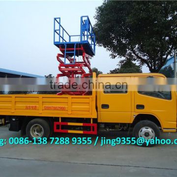 Euro IV DFAC double-row cheap light cargo truck mounted hydraulic aerial work platform 8-10M on sale