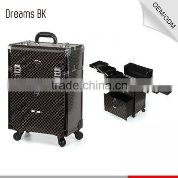 PVC material trolley makeup case with drawers