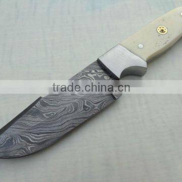 udk h106" custom handmade Damascus hunting knife with Camel bone handle