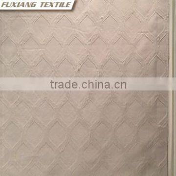 100% Polyester Faux Linen Geometric Embroidered Window Curtain Fabric photo-2