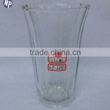 hotel competitive price large mouth transparent glass juice cups 250ml