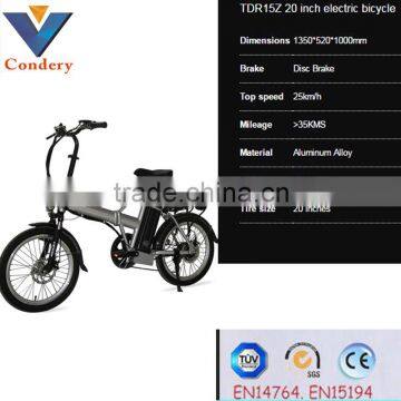 350w 20 inch 36V lithium battery electric bike electric bicycle electric folding electric bicycle