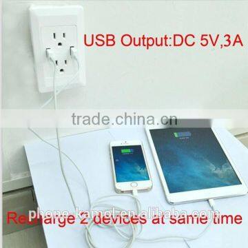 North america standard USB wall socket outlet with dual usb ports