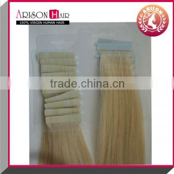 wholesale the best quality double drawn tape in hair extension , seamless skin weft.