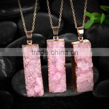 Hot sale nice magenta square stone jewelry necklace