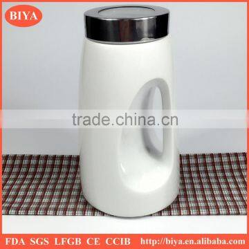 Porcelain Seal Pot Mini Milk Jar With Iron Spoon Small Size Milk Pot With Stainless Steel Lid Jar photo-3