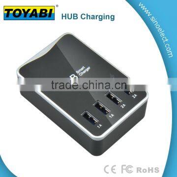 4 port 30W 6A Smart Multi Port Desktop USB Charger Travel Charger Wall Power Adapter with Cell Phone