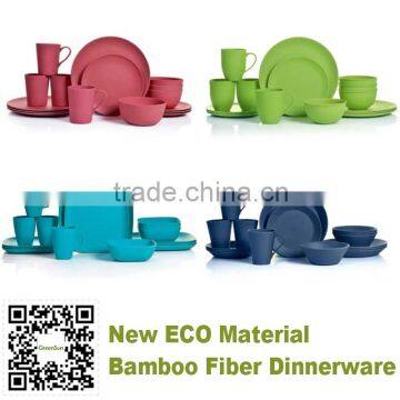 New environmental protection material bamboo fibre dinnerware set,cup bowl plate set