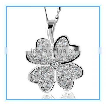 silver four leaf clover necklace pendant for women