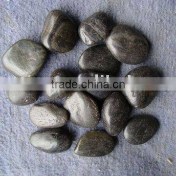 black natural polished pebble