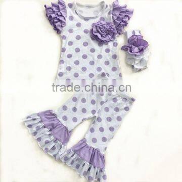 Nice design cute girls ruffle sets baby floral clothing kids boutique outfit