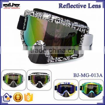 BJ-MG-013A Manufacturer Adult Reflective Letter Frame custom racing motorcycle sports goggles