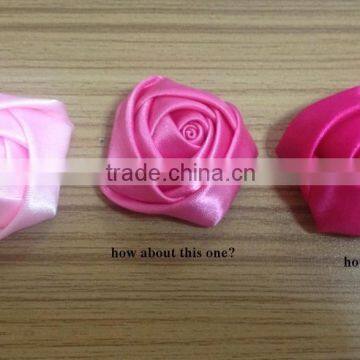 2016 Hot sell !!! 1.5 inch Satin ribbon rose flower, mini Satin fabric rose flower